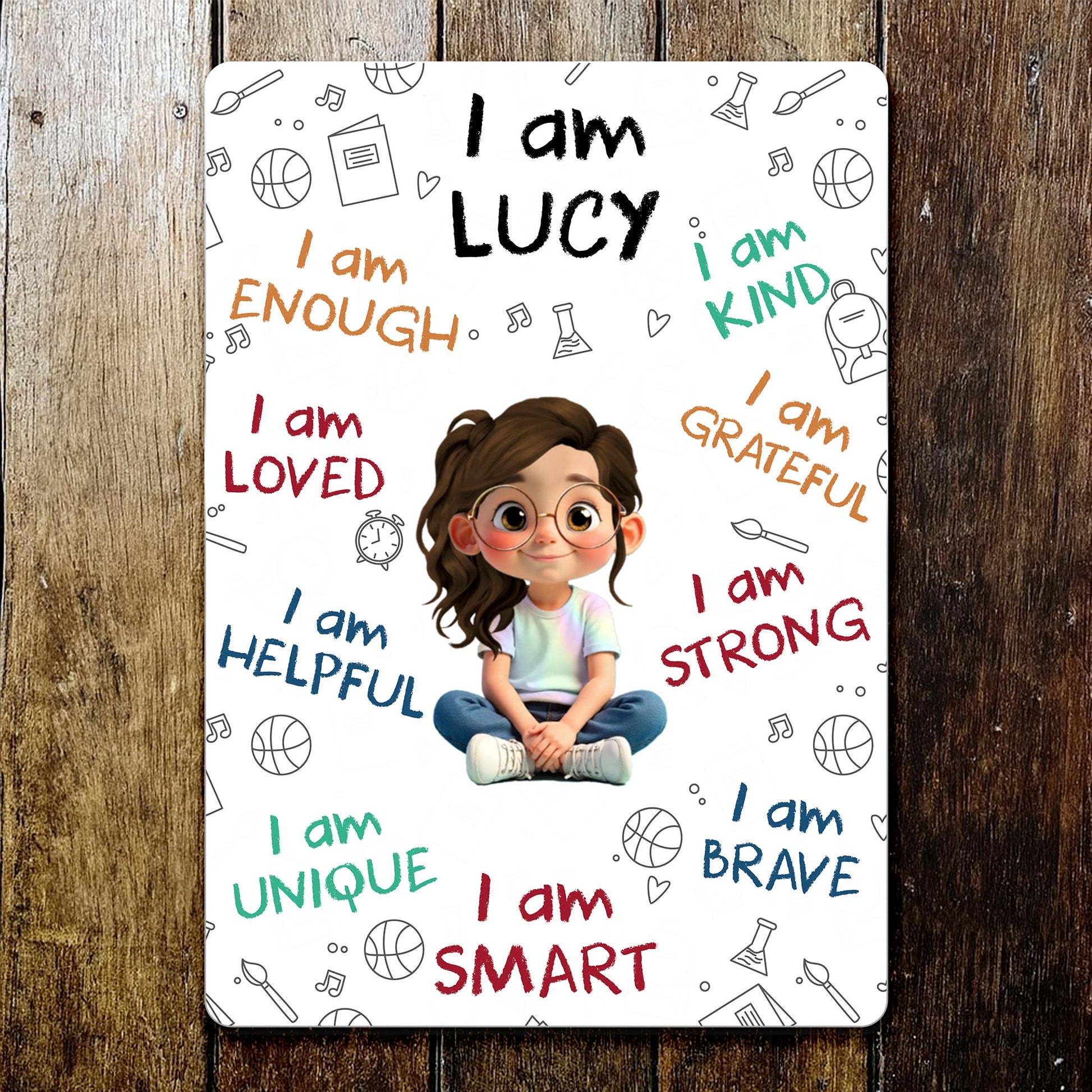 I Am Enough I Am Loved, Positive Affirmations And Cartoon Girl