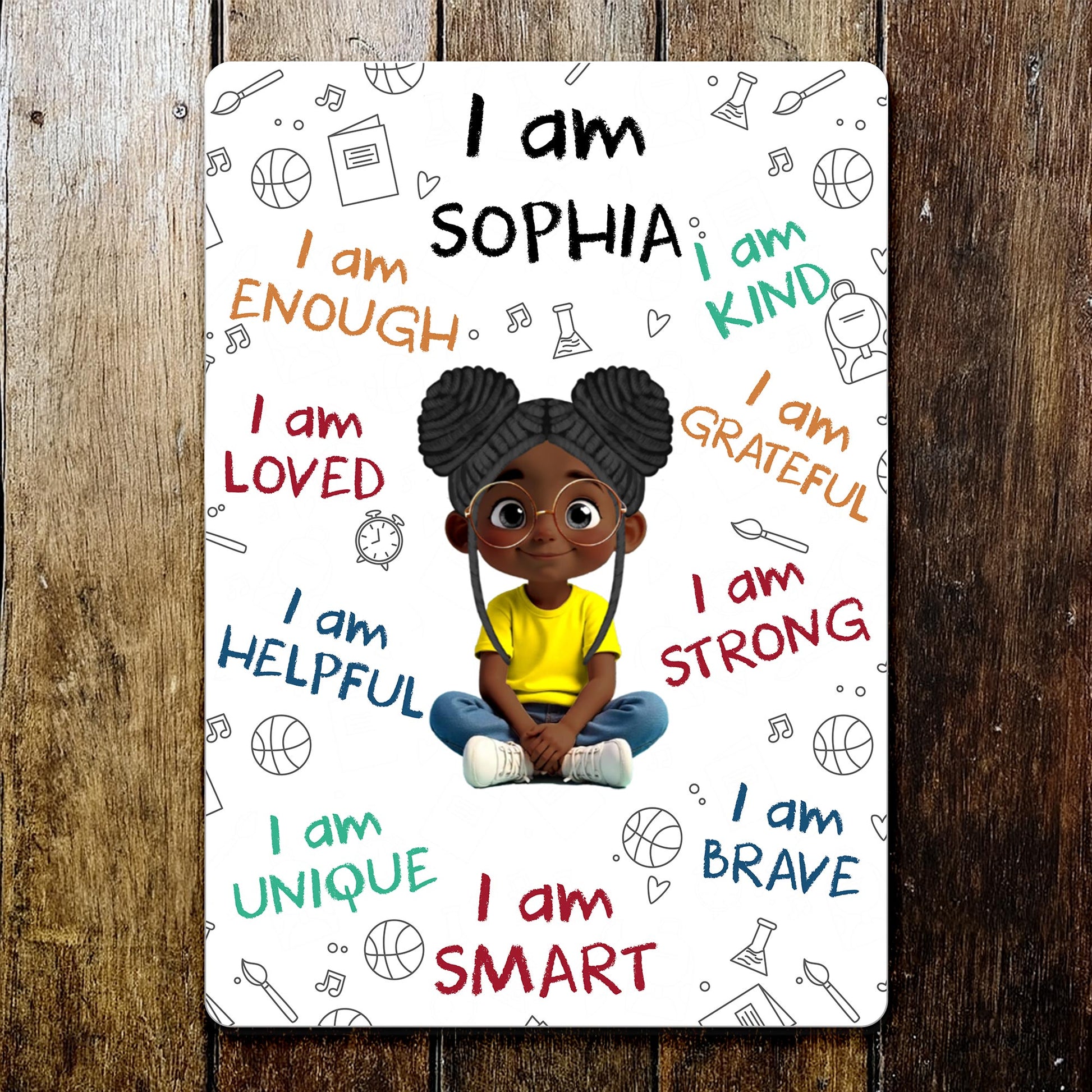 I Am Enough I Am Loved, Positive Affirmations And Cartoon Girl