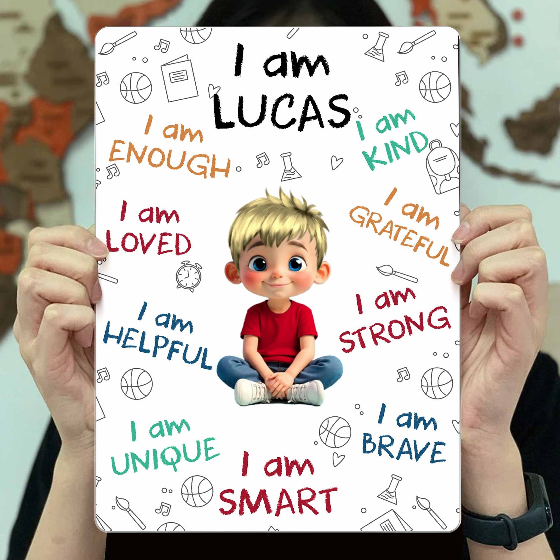 I Am Enough I Am Loved, Positive Affirmations And Cartoon Girl