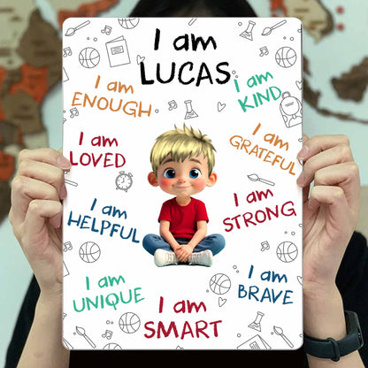 I Am Enough I Am Loved, Positive Affirmations And Cartoon Girl