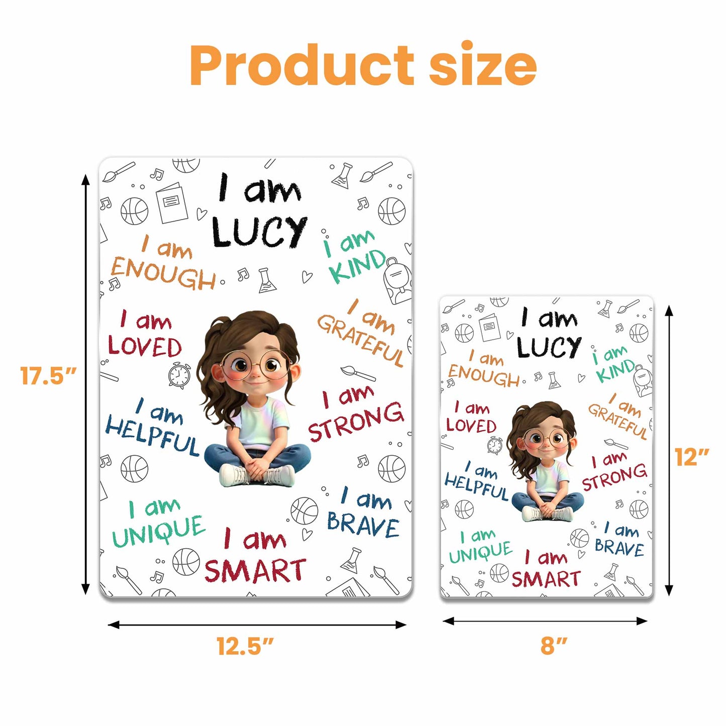 I Am Enough I Am Loved, Positive Affirmations And Cartoon Girl