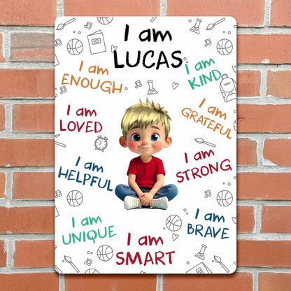 I Am Enough I Am Loved, Positive Affirmations And Cartoon Girl