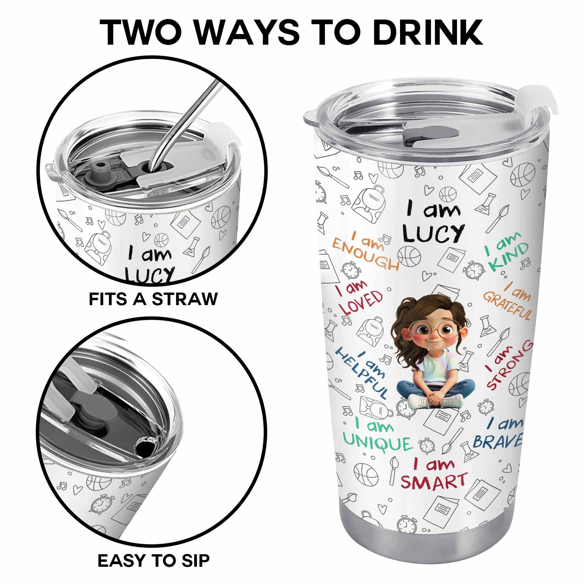 I Am Strong, Loved, Brave, Positive Affirmations Design