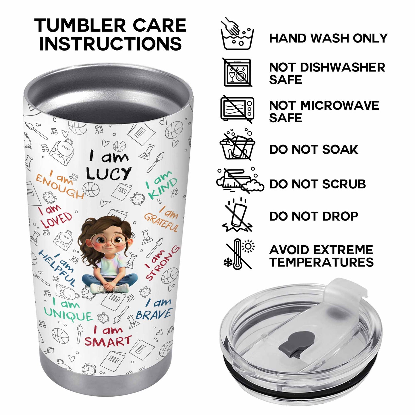 I Am Strong, Loved, Brave, Positive Affirmations Design