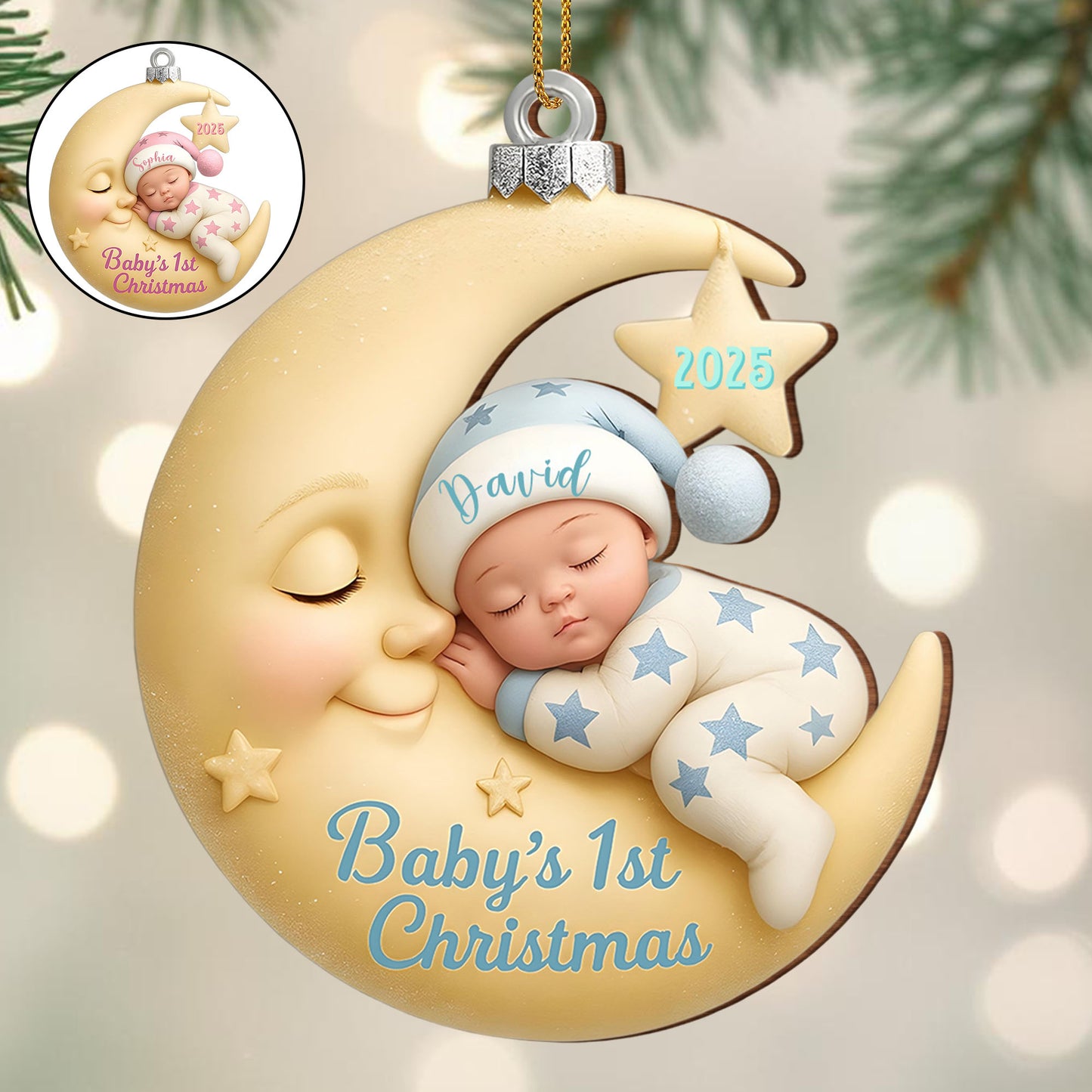 Baby's 1st Christmas, Moon and Stars