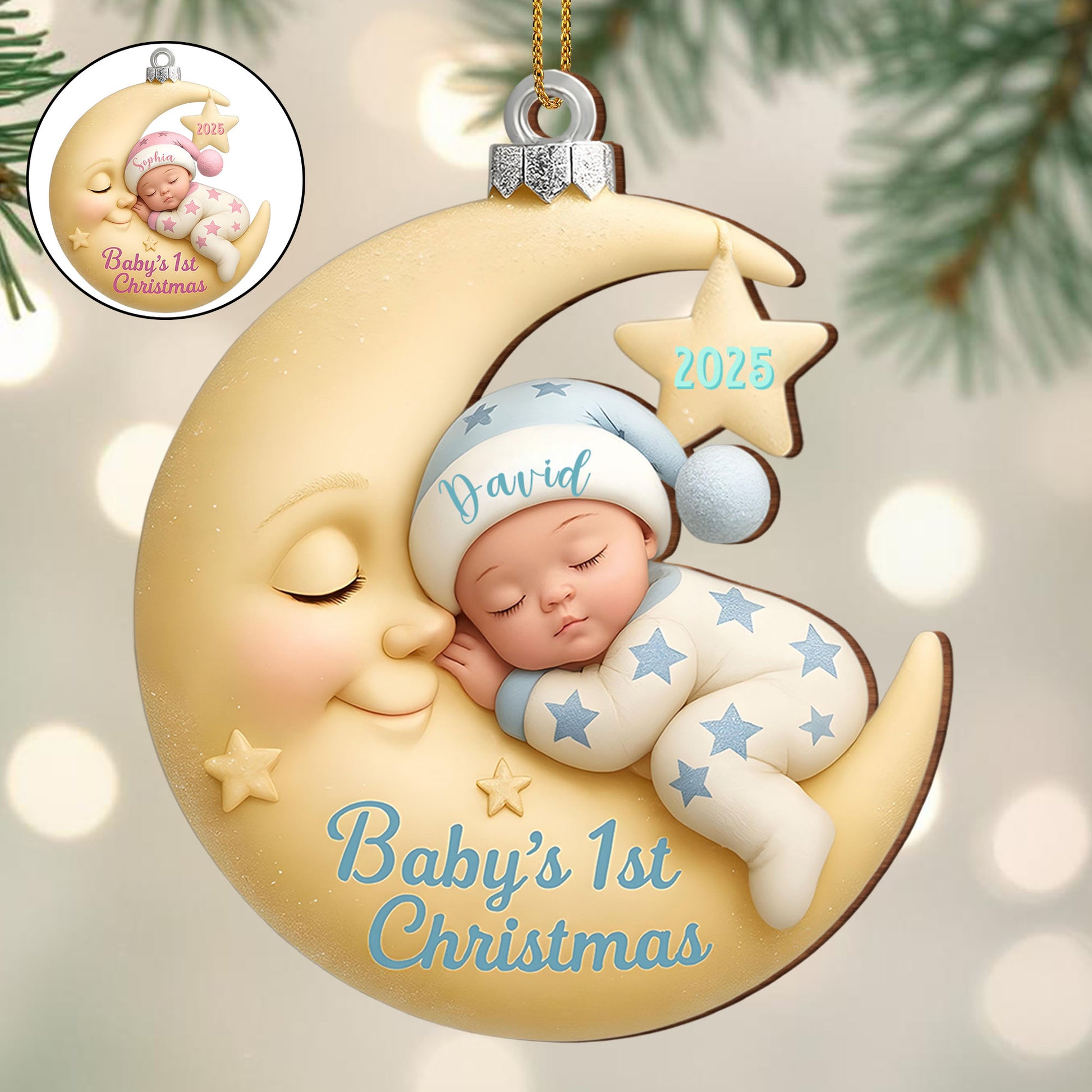 Baby's 1st Christmas, Moon and Stars