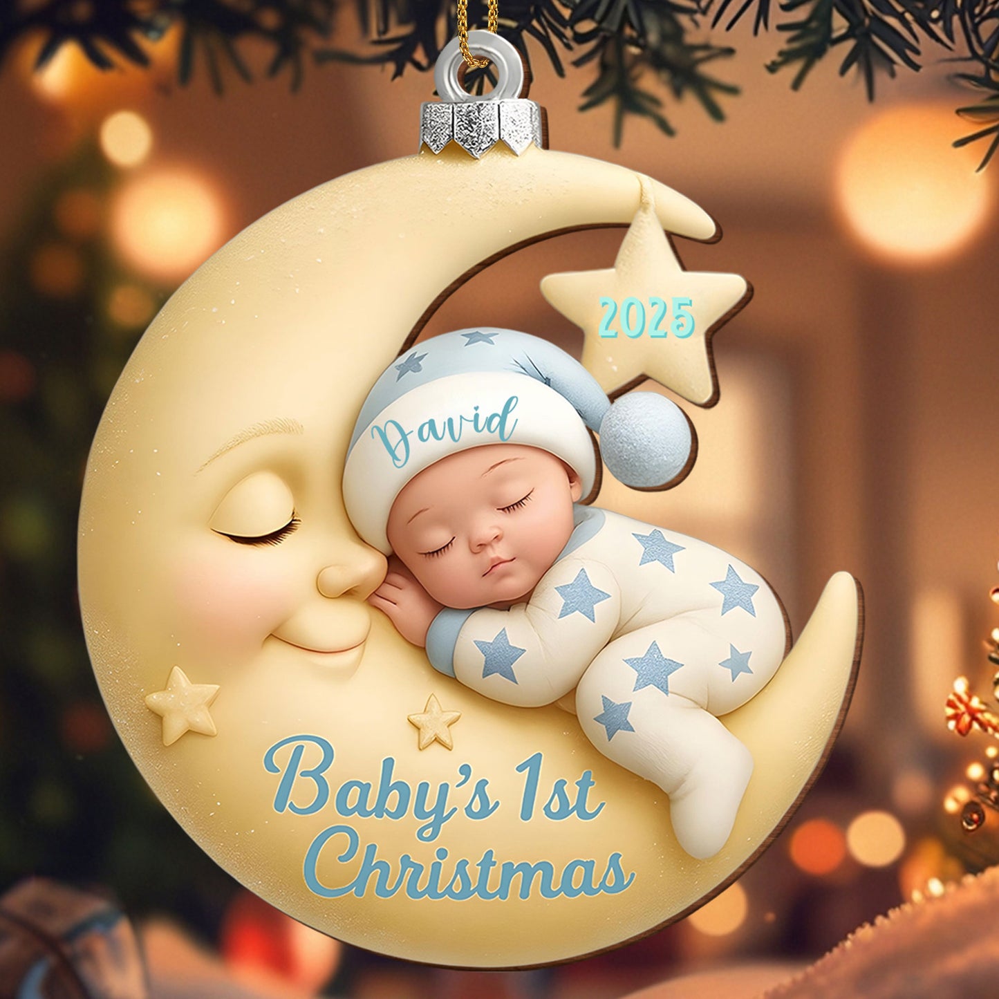 Baby's 1st Christmas, Moon and Stars