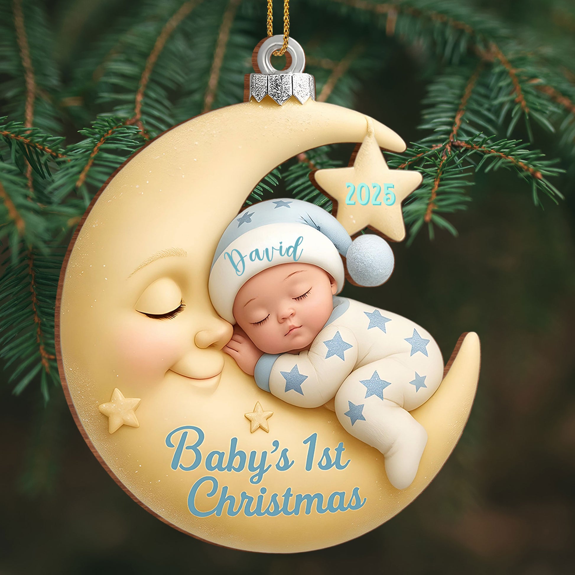 Baby's 1st Christmas, Moon and Stars
