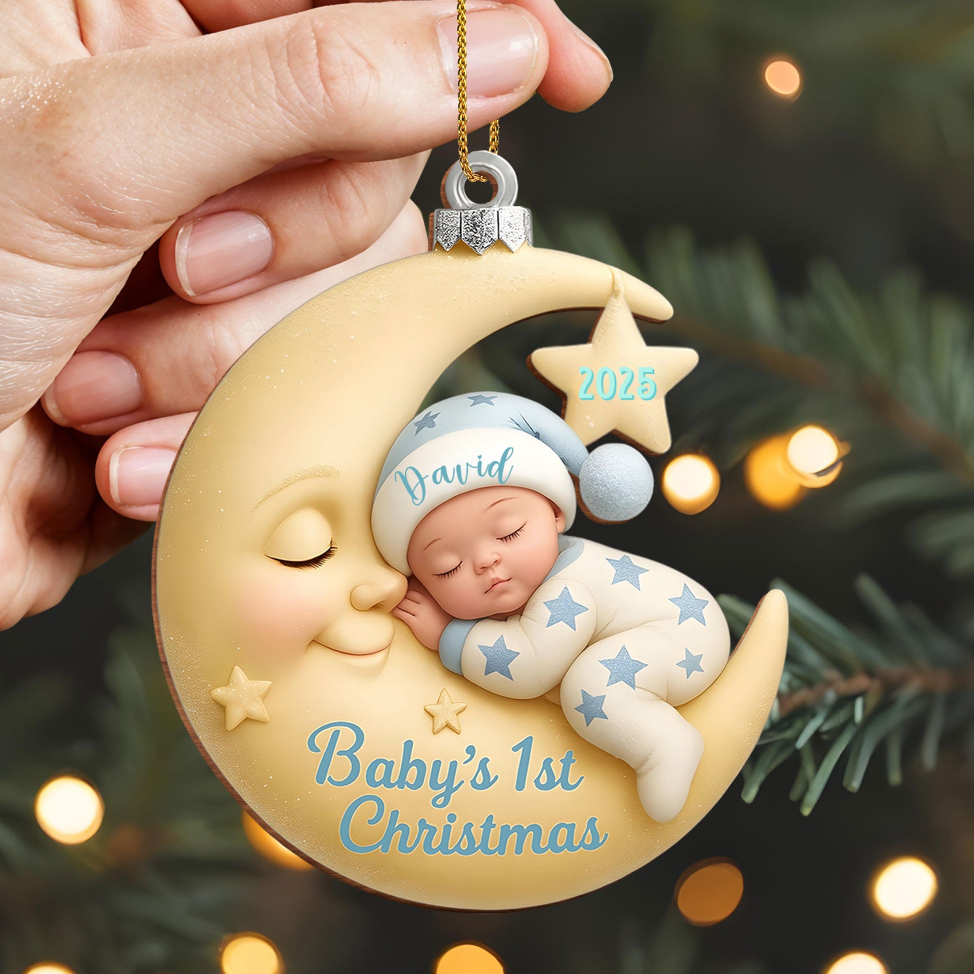 Baby's 1st Christmas, Moon and Stars