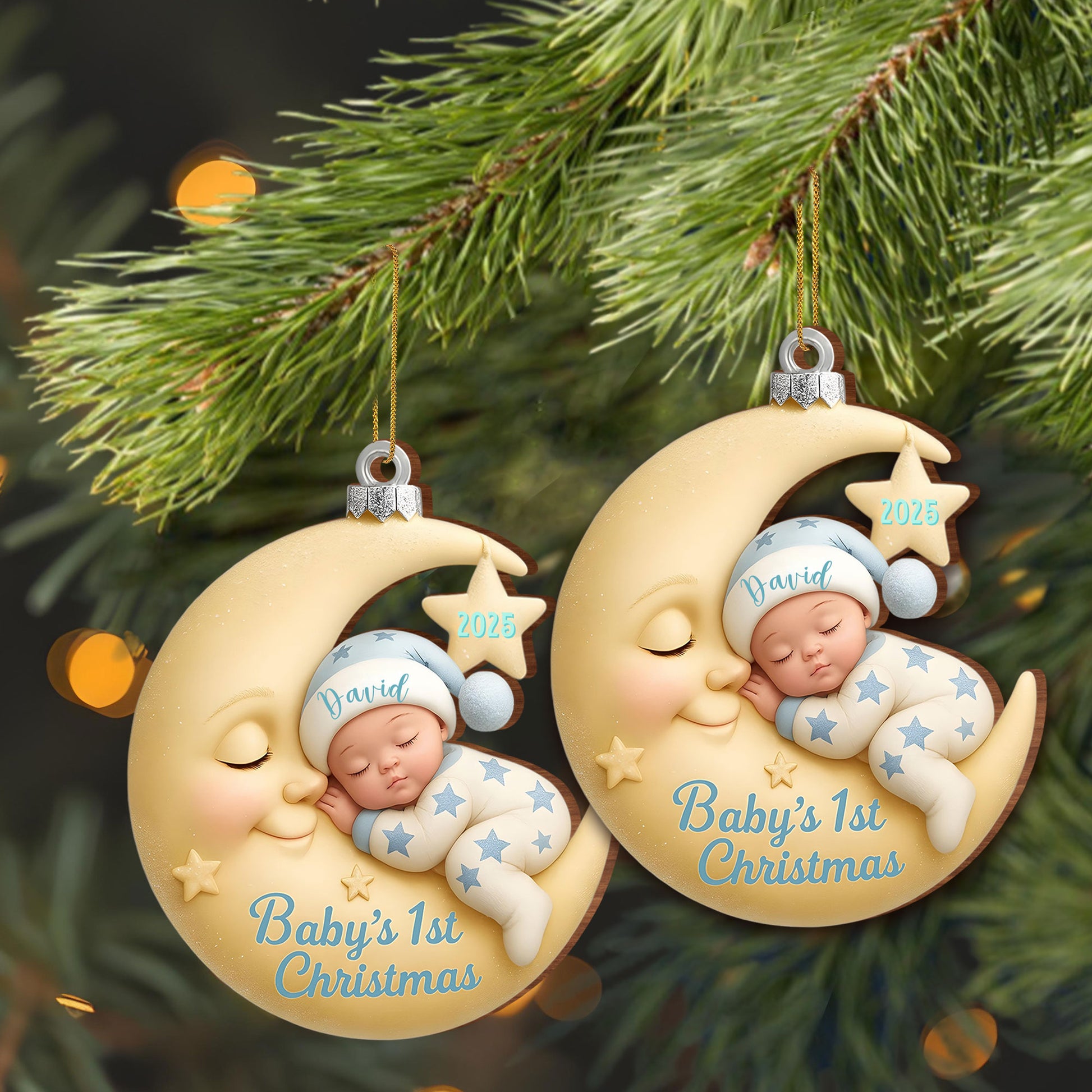 Baby's 1st Christmas, Moon and Stars