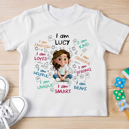 I Am Enough, Loved, Kind, Positive Affirmation T-shirt For Kids - Personalized Custom Youth T-shirt - KID243_WYOU
