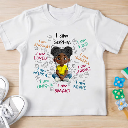 I Am Enough, Loved, Kind, Positive Affirmation T-shirt For Kids - Personalized Custom Youth T-shirt - KID243_WYOU