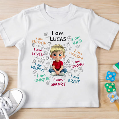 I Am Enough, Loved, Kind, Positive Affirmation T-shirt For Kids - Personalized Custom Youth T-shirt - KID243_WYOU