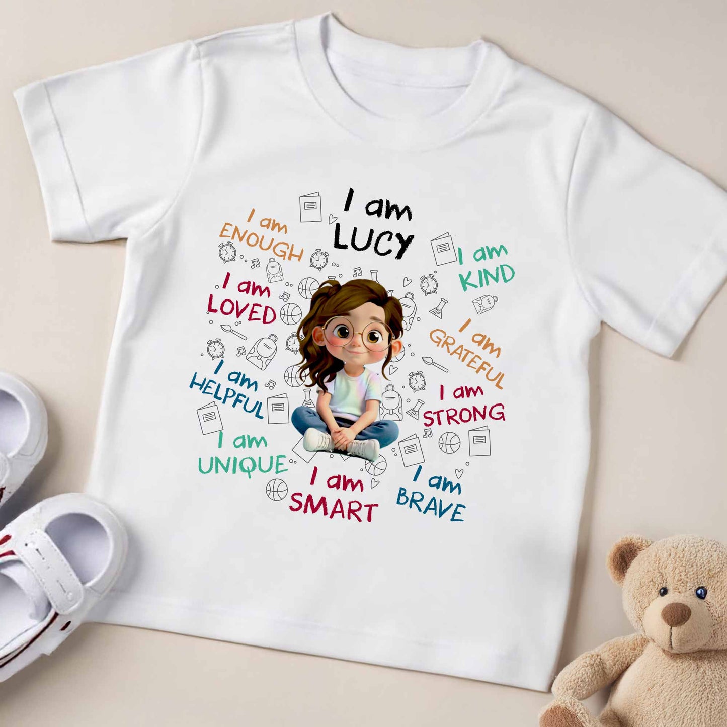 I Am Enough, Loved, Kind, Positive Affirmation T-shirt For Kids - Personalized Custom Youth T-shirt - KID243_WYOU