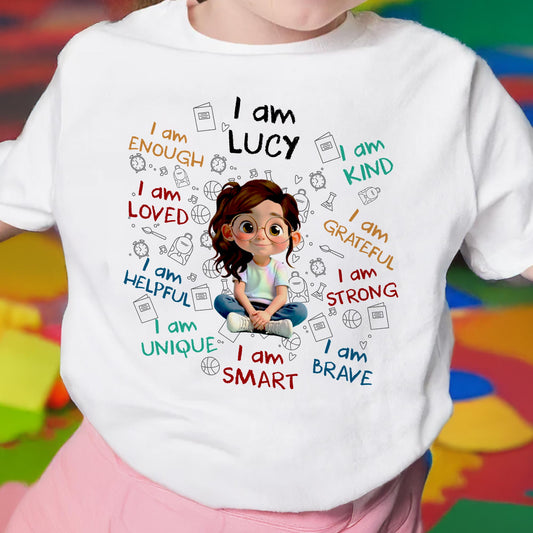I Am Enough, Loved, Kind, Positive Affirmation T-shirt For Kids - Personalized Custom Youth T-shirt - KID243_WYOU