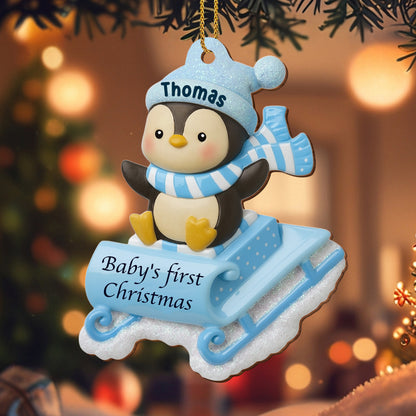 Baby's First Christmas Penguin On Sleigh