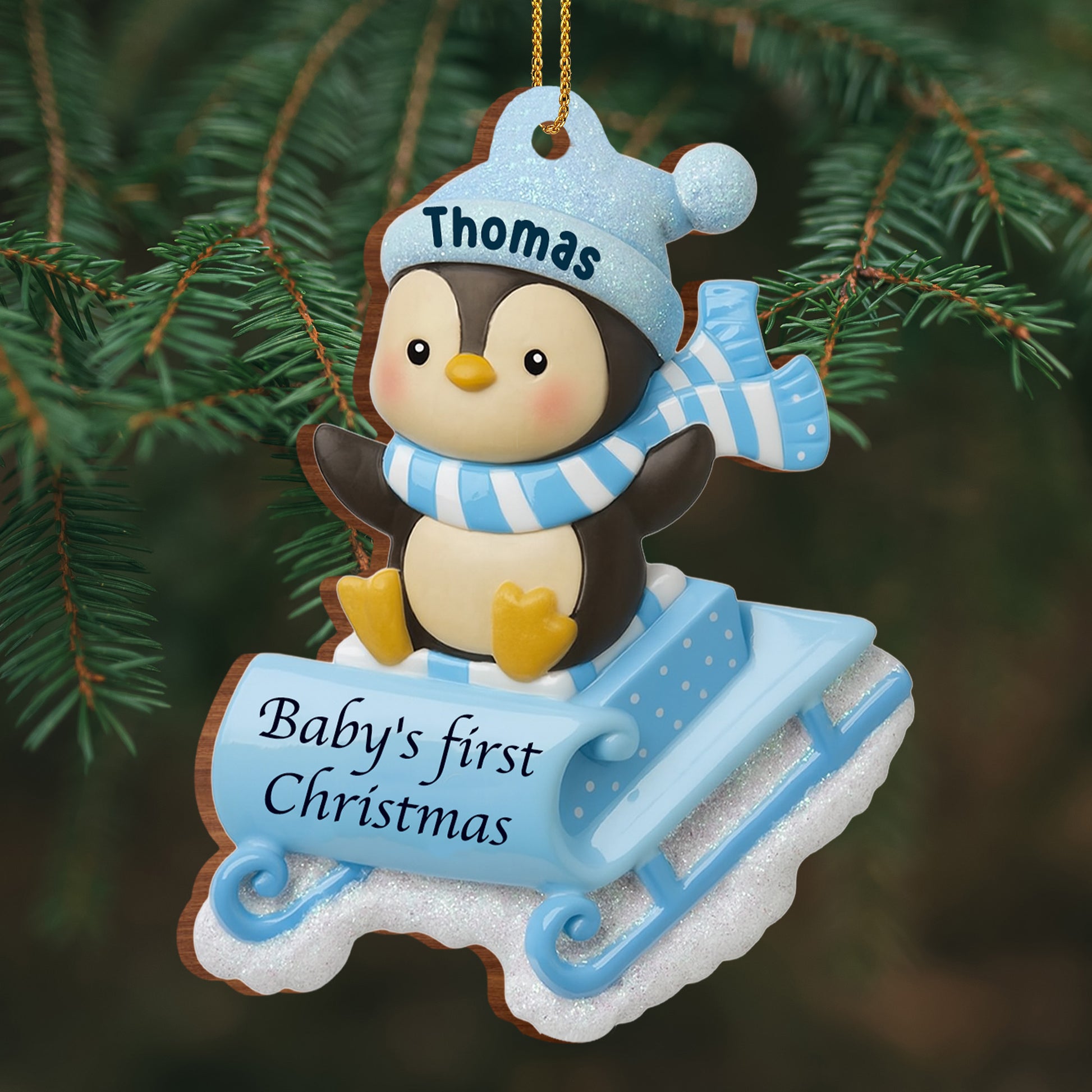 Baby's First Christmas Penguin On Sleigh