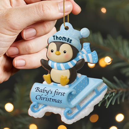 Baby's First Christmas Penguin On Sleigh