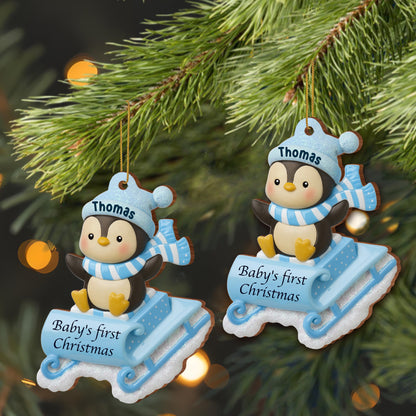 Baby's First Christmas Penguin On Sleigh