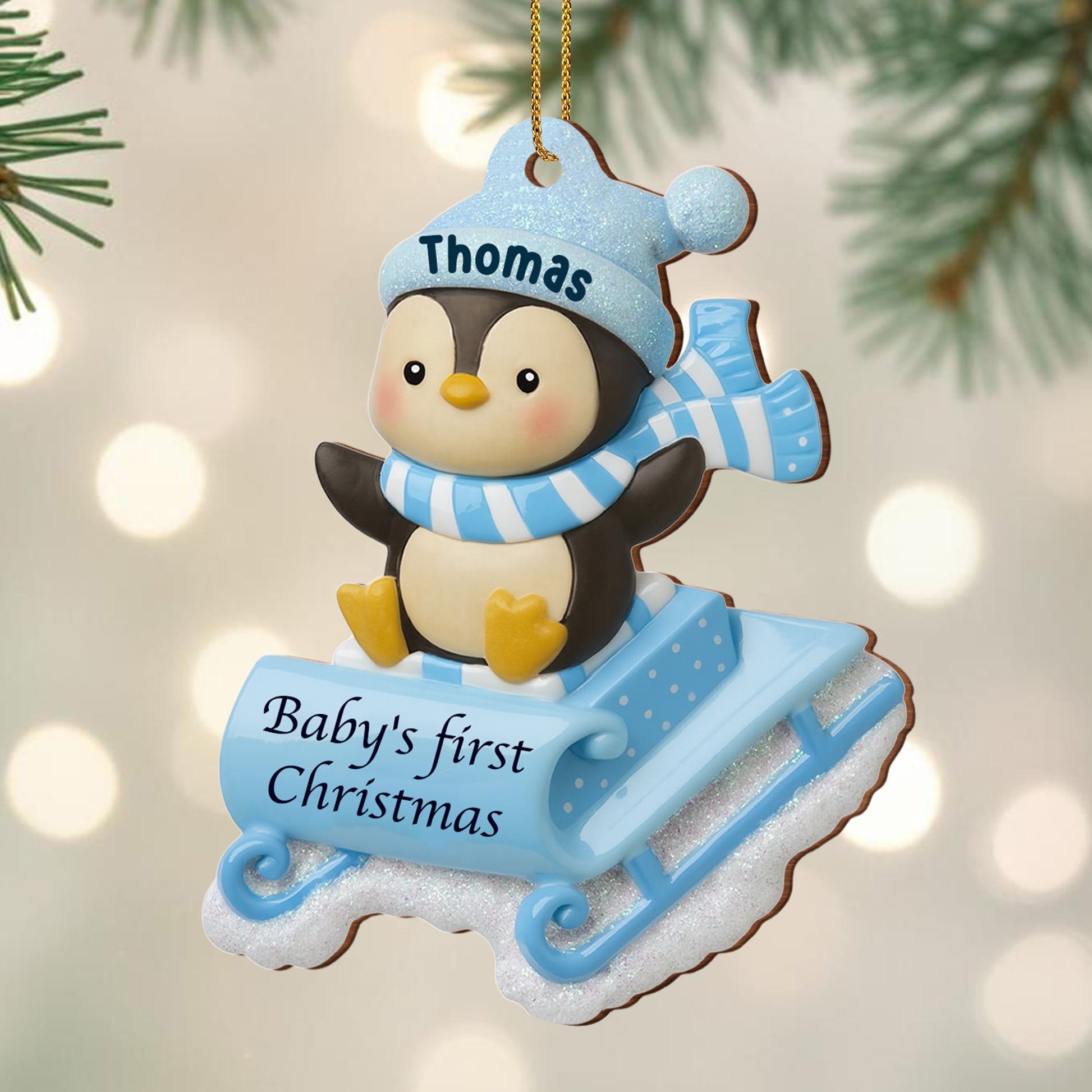 Baby's First Christmas Penguin On Sleigh