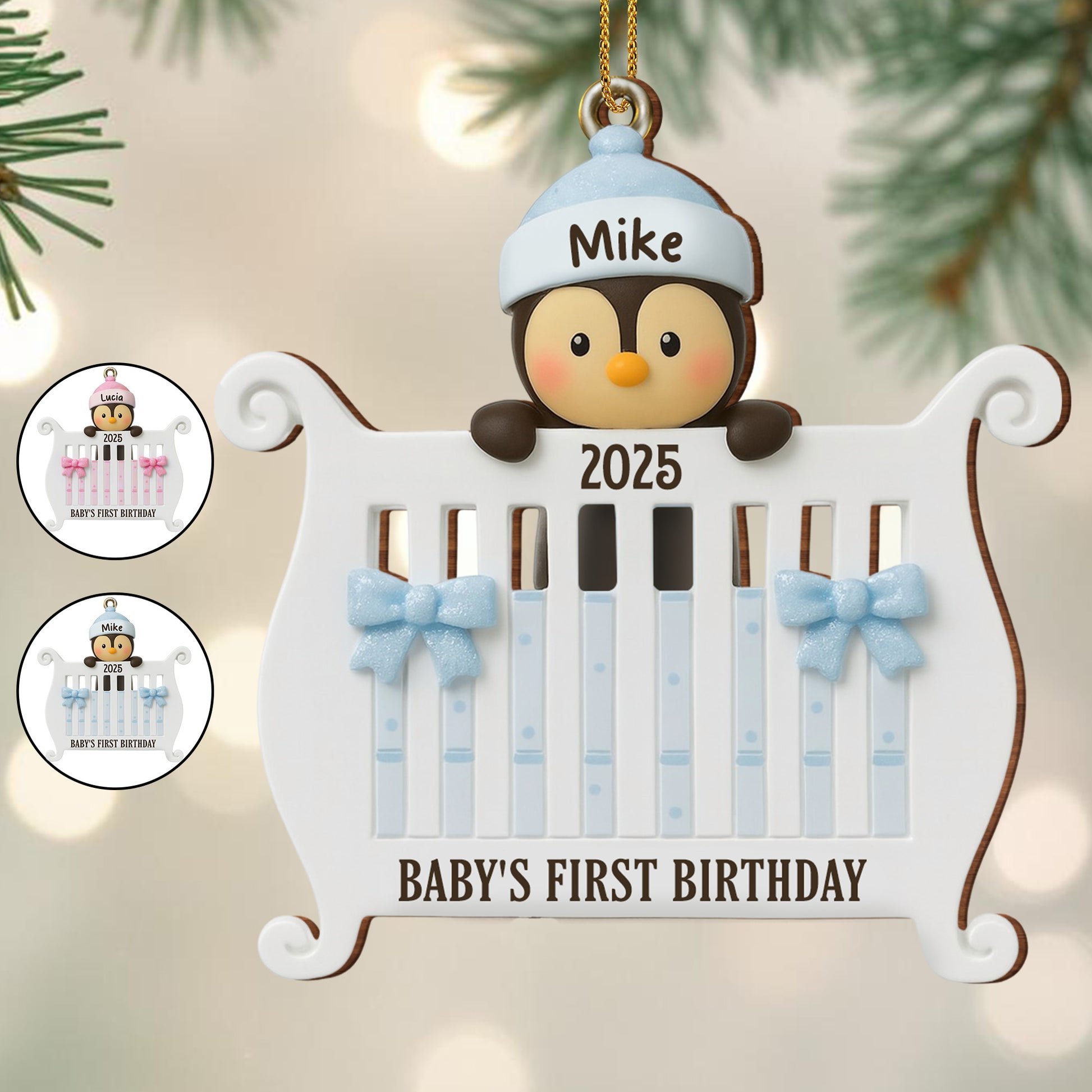 Baby's First Birthday Penguin Piano Ornament