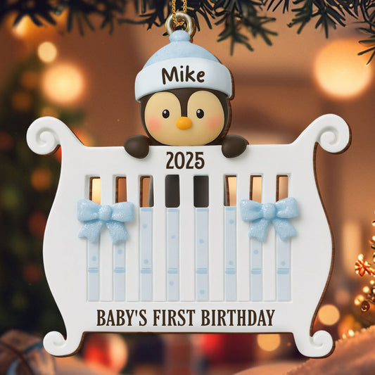 Baby's First Birthday Penguin Piano Ornament