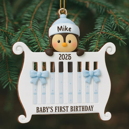 Baby's First Birthday Penguin Piano Ornament