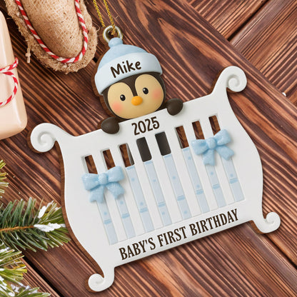 Baby's First Birthday Penguin Piano Ornament
