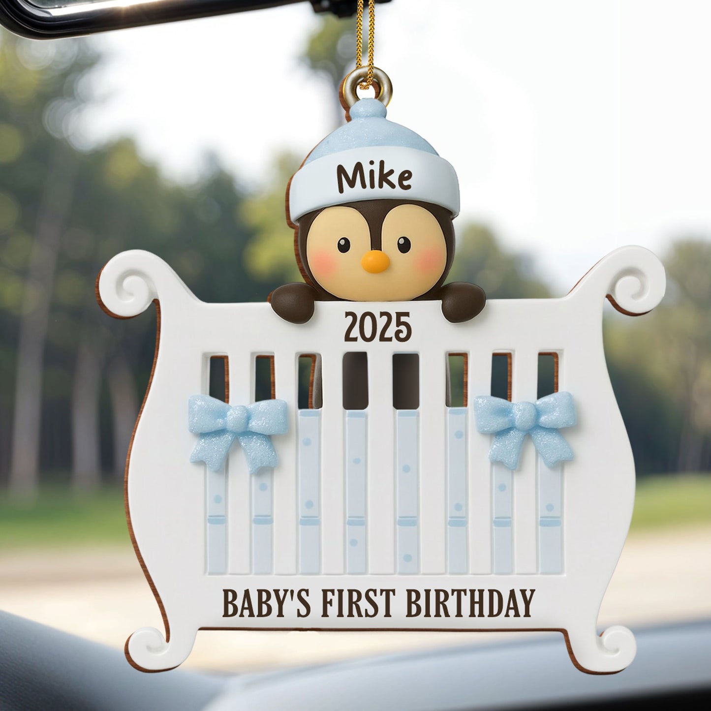 Baby's First Birthday Penguin Piano Ornament