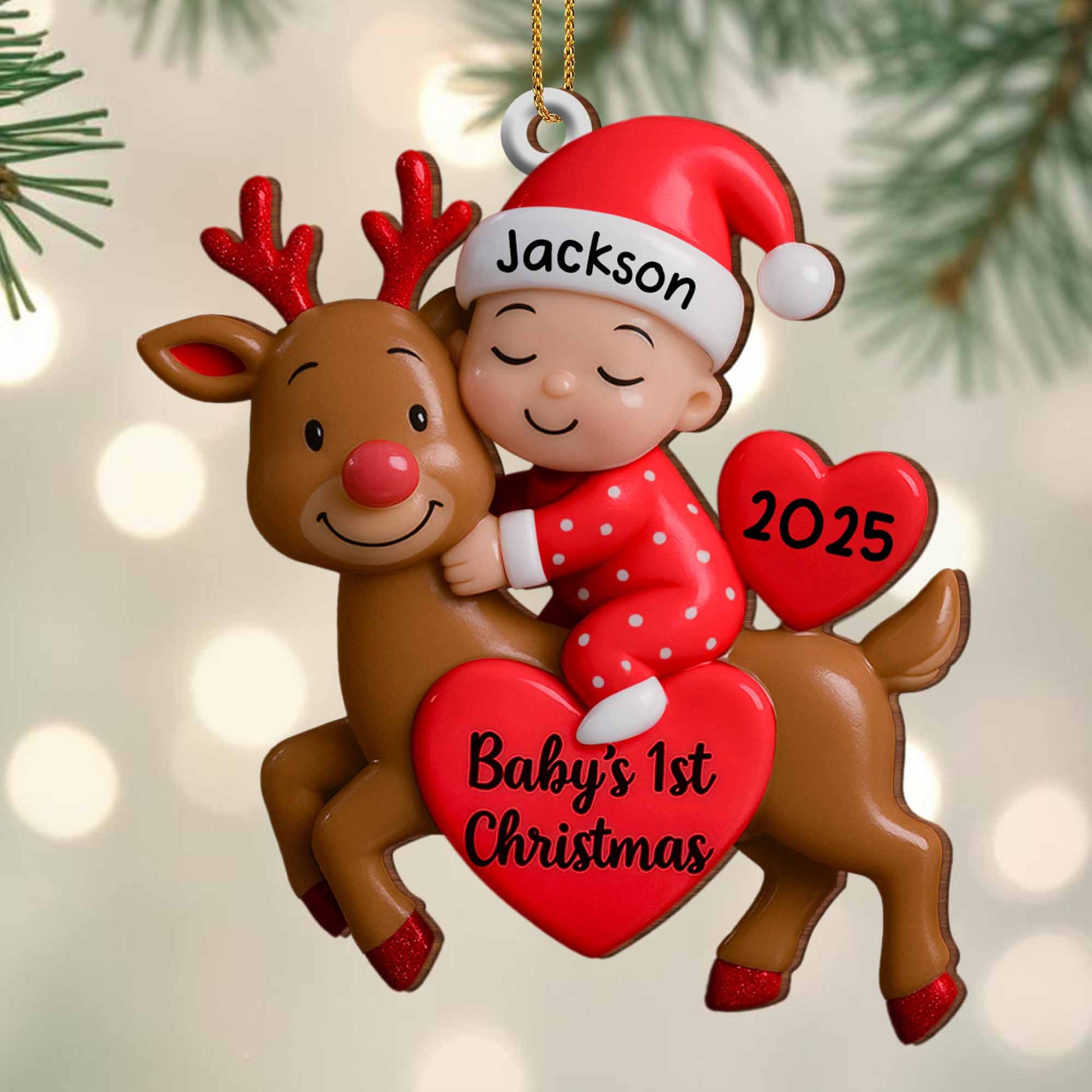 Baby's 1st Christmas With Cute Reindeer