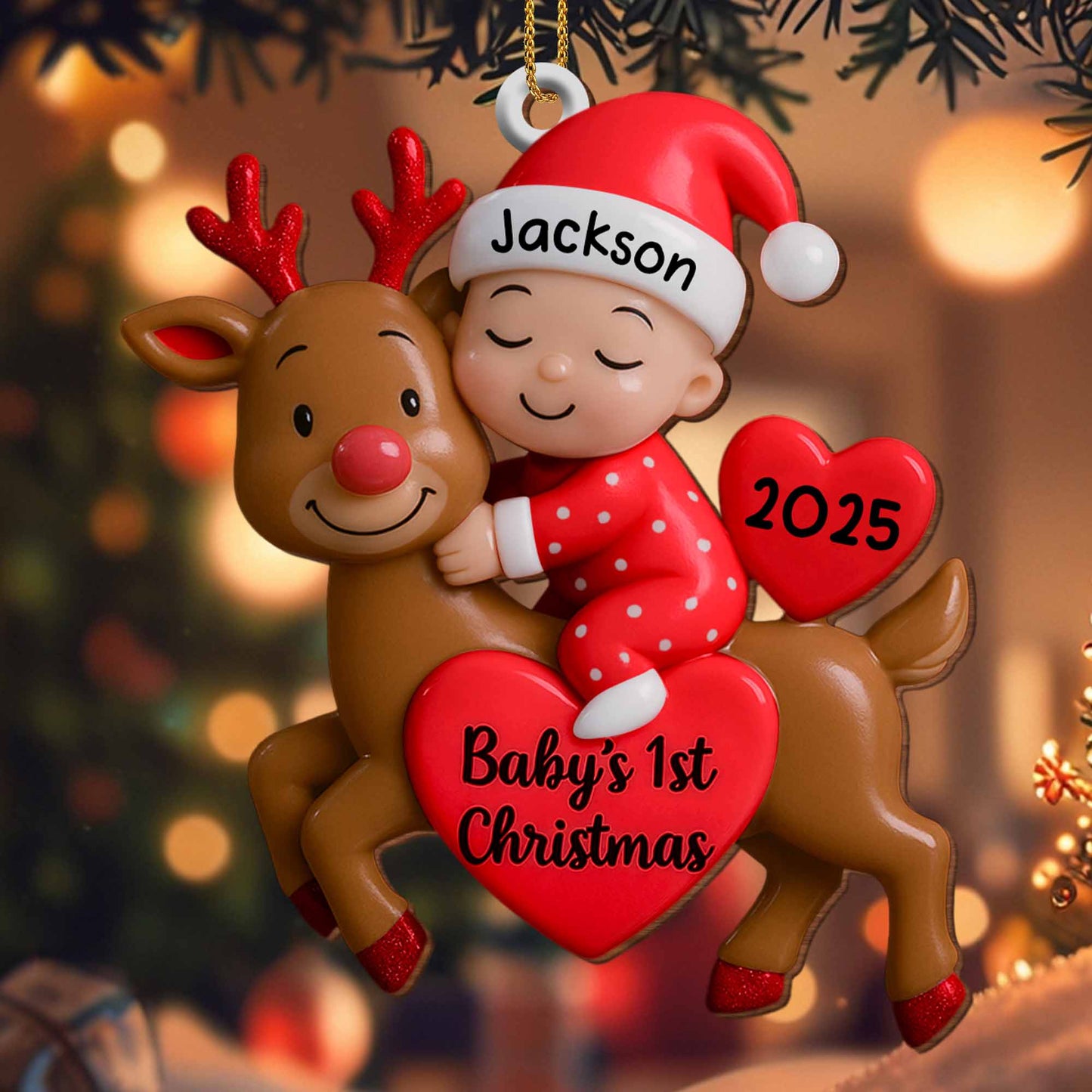 Baby's 1st Christmas With Cute Reindeer