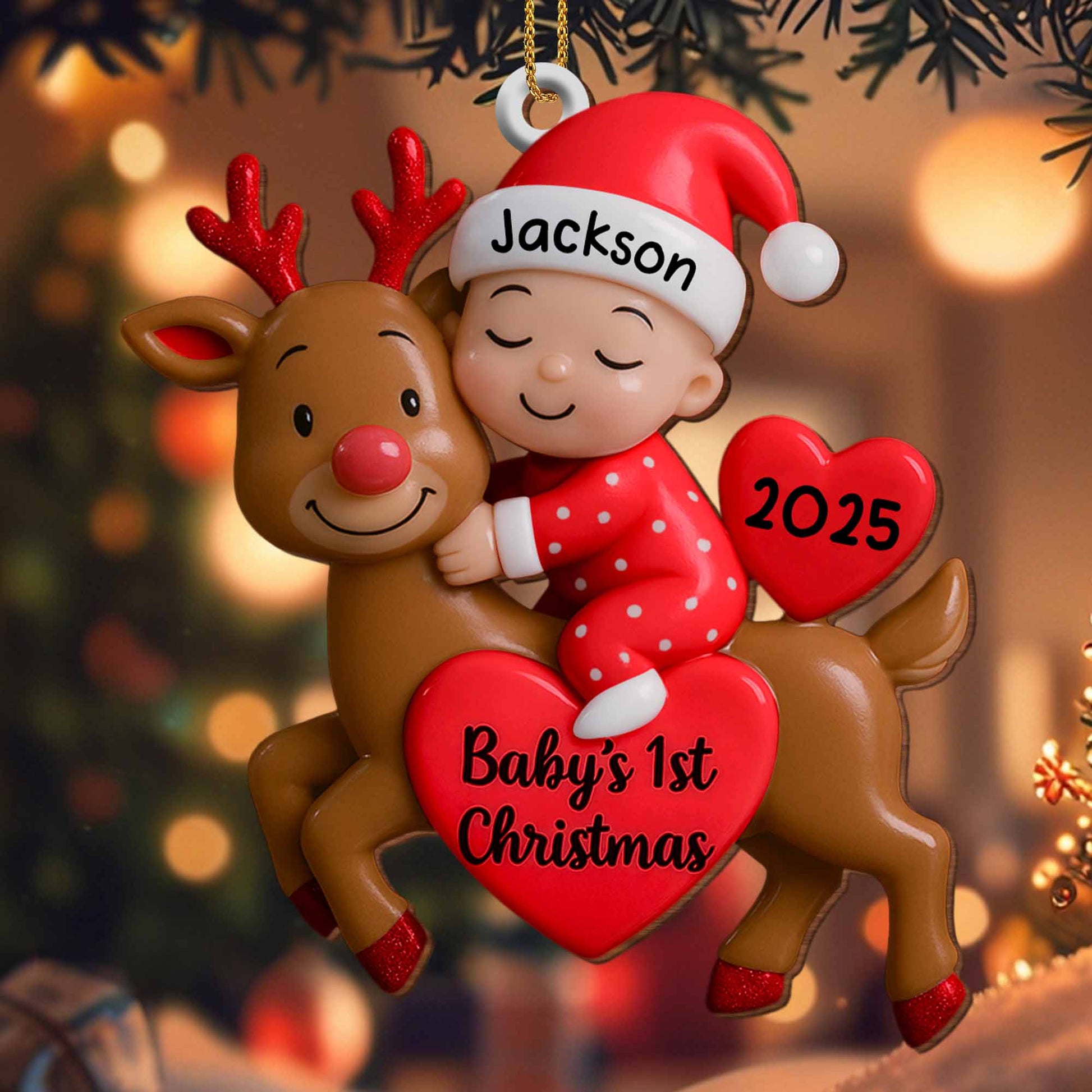 Baby's 1st Christmas With Cute Reindeer