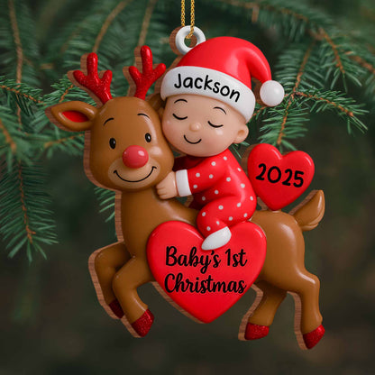 Baby's 1st Christmas With Cute Reindeer