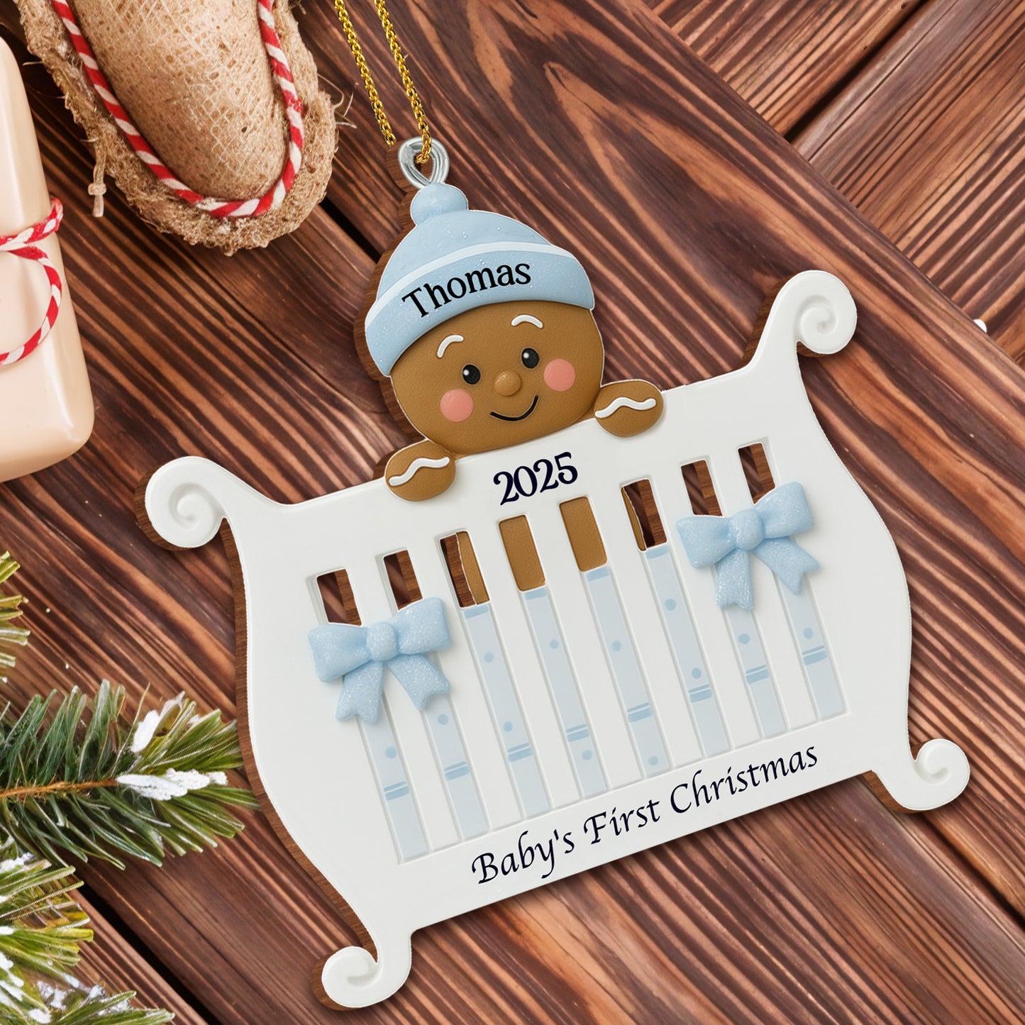 Baby's First Christmas Crib and Bows
