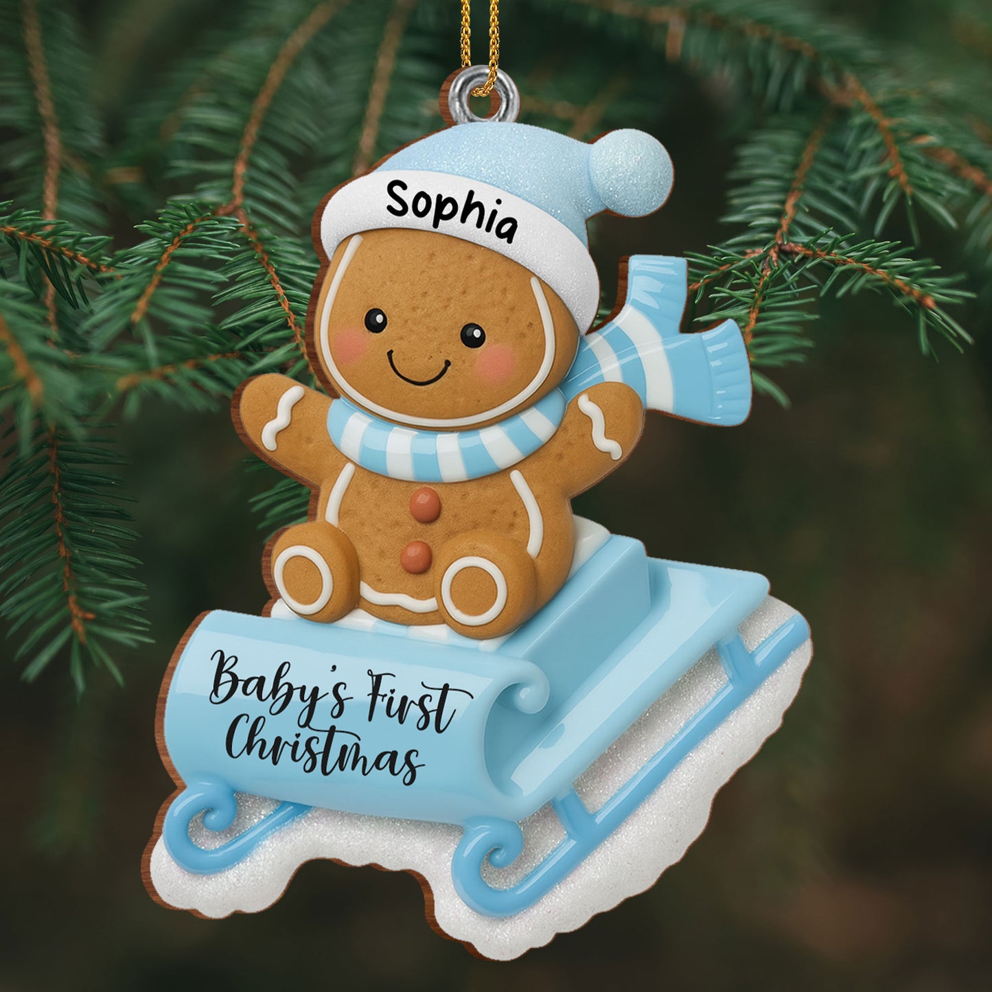 Baby's First Christmas, Gingerbread Man On Sled