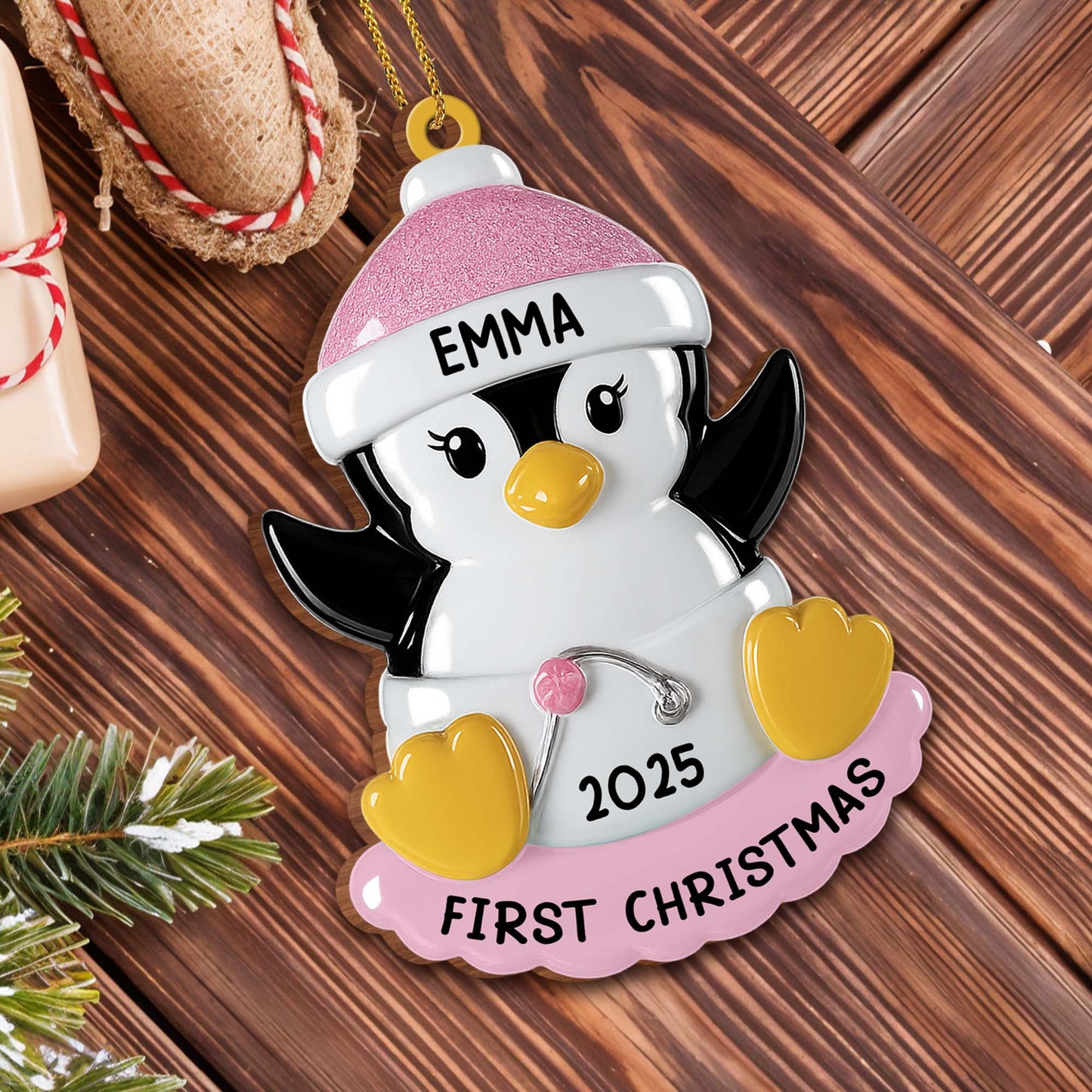 First Christmas Penguin With Hearts And Hat