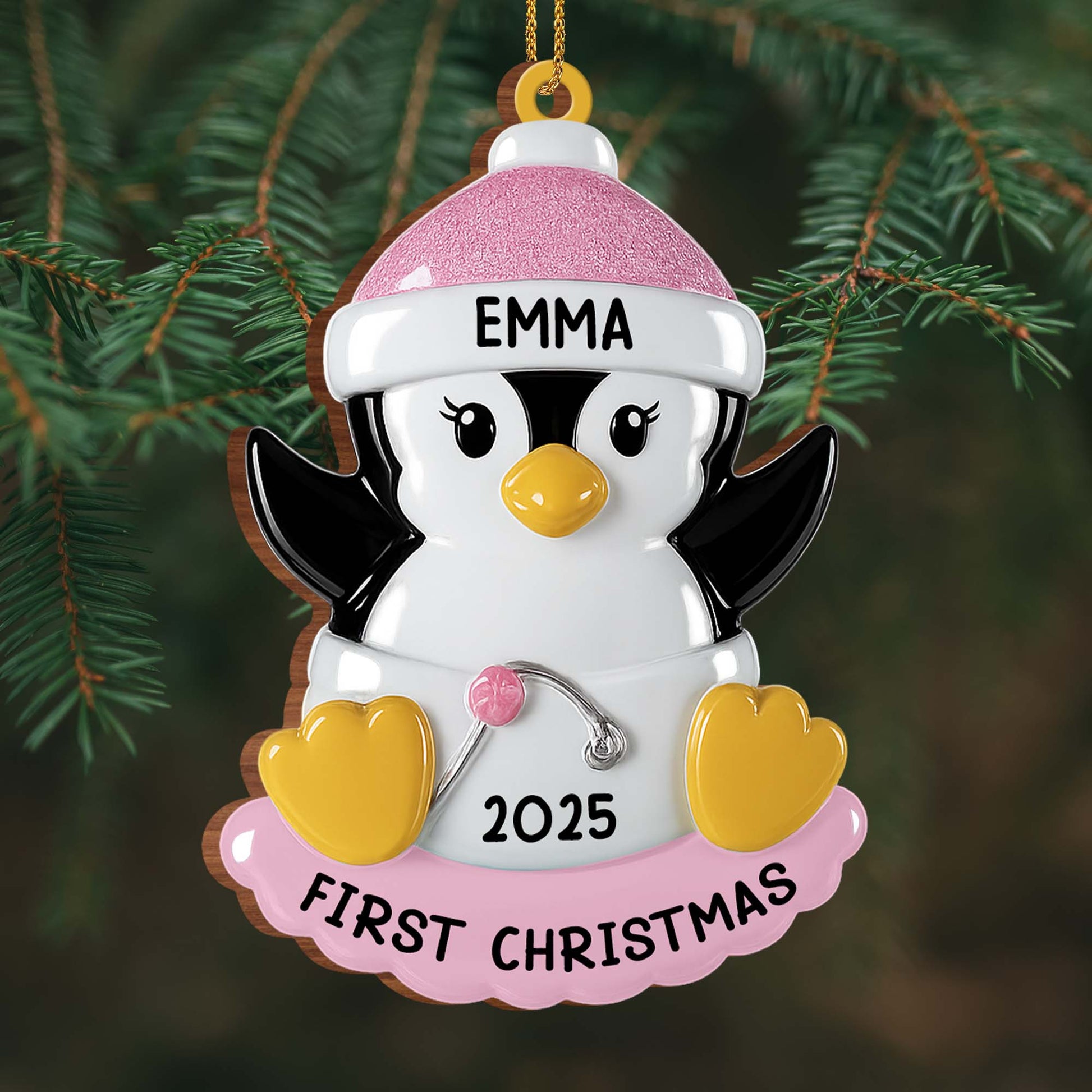 First Christmas Penguin With Hearts And Hat
