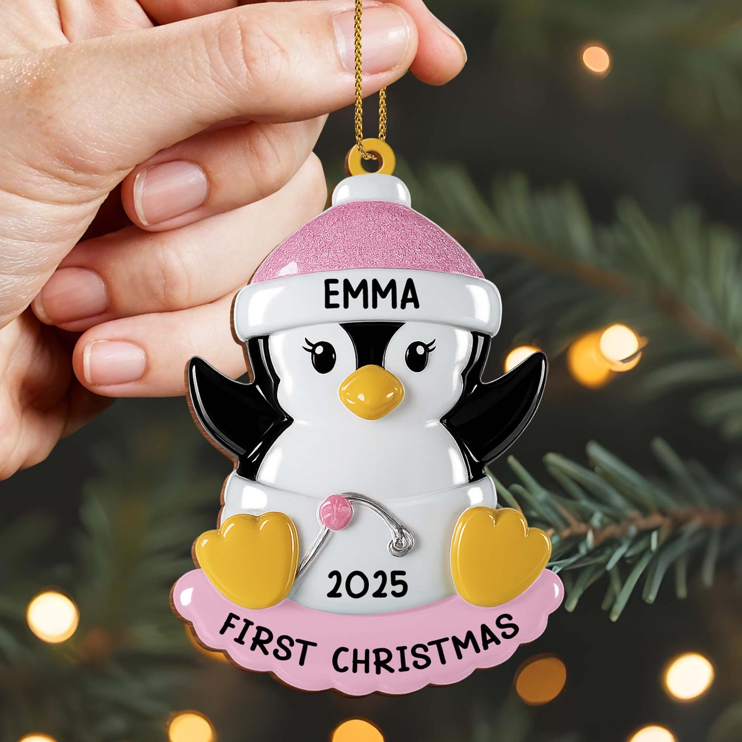 First Christmas Penguin With Hearts And Hat