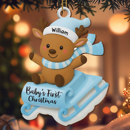 Baby's First Christmas With Reindeer On Sled