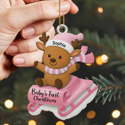 Baby's First Christmas With Reindeer On Sled