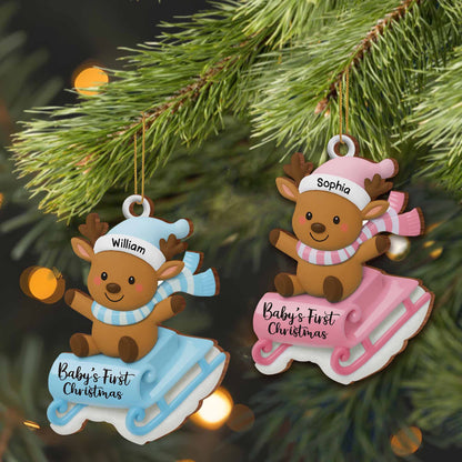 Baby's First Christmas With Reindeer On Sled