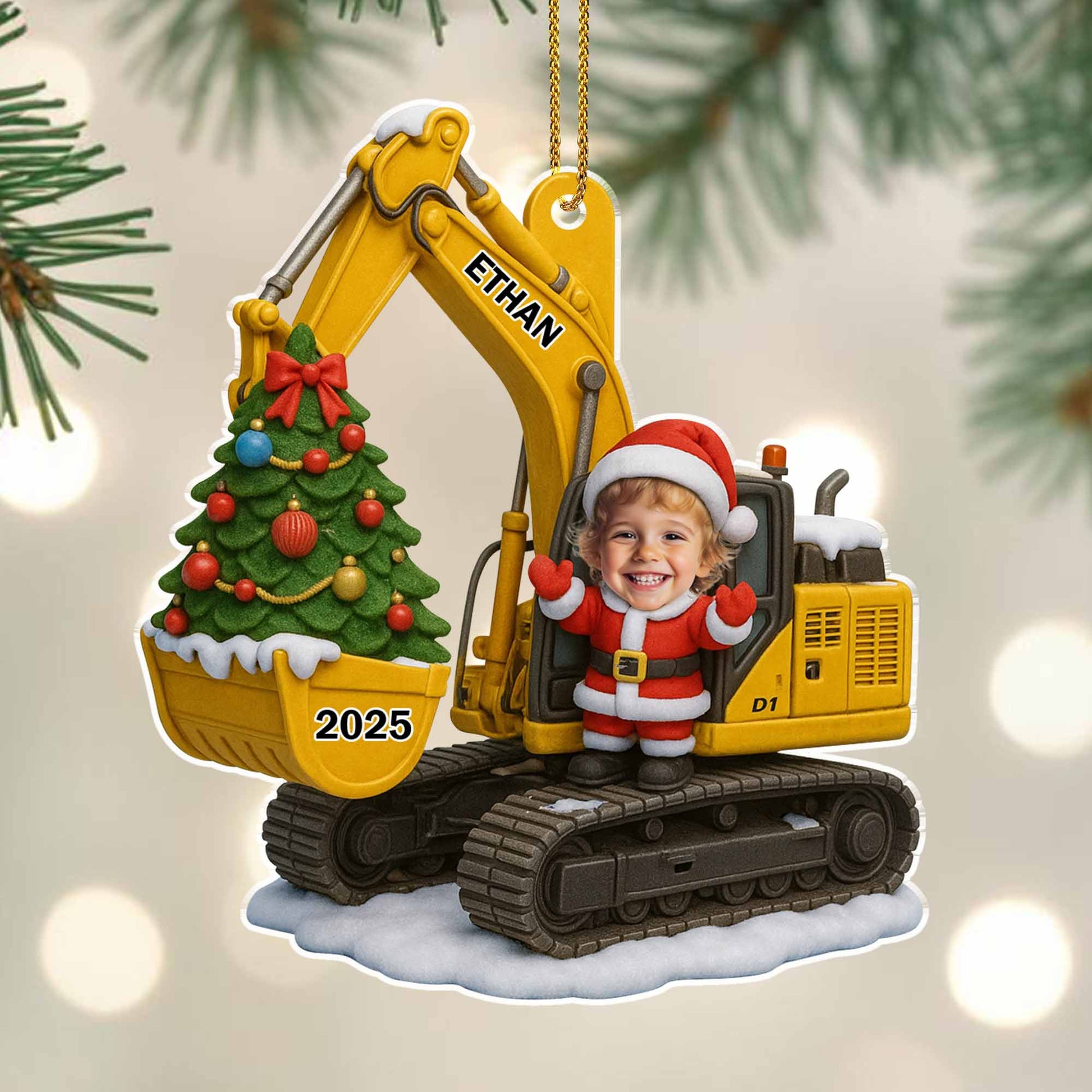 Celebrate Christmas With Festive Excavator And Tree