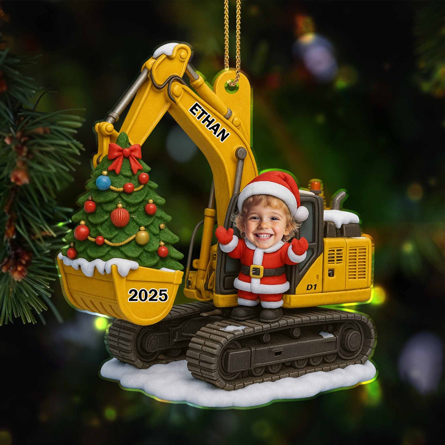 Celebrate Christmas With Festive Excavator And Tree