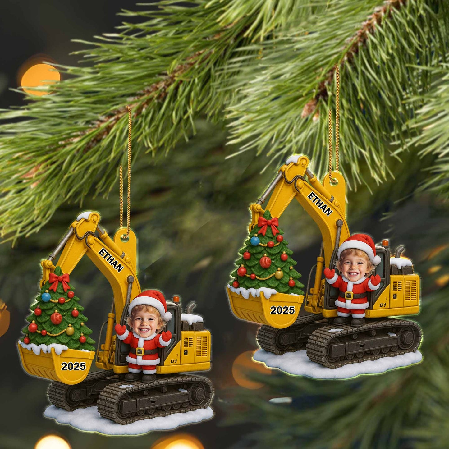 Celebrate Christmas With Festive Excavator And Tree