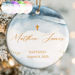 Baptized August 8 Custom Year With Cross And Clouds