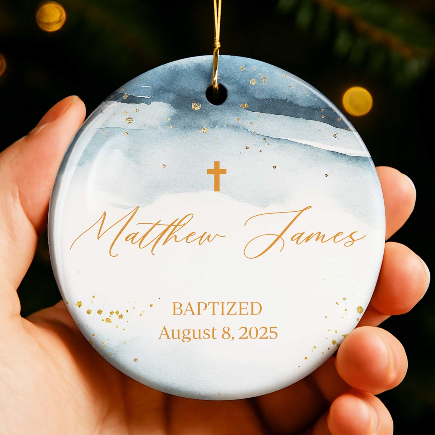 Baptized August 8 Custom Year With Cross And Clouds