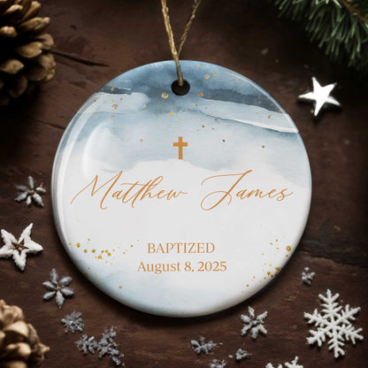 Baptized August 8 Custom Year With Cross And Clouds