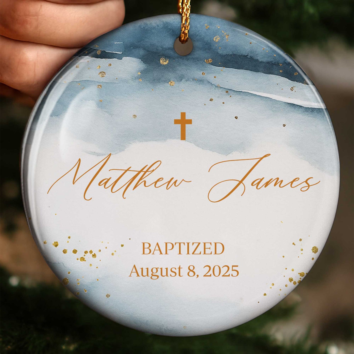 Baptized August 8 Custom Year With Cross And Clouds