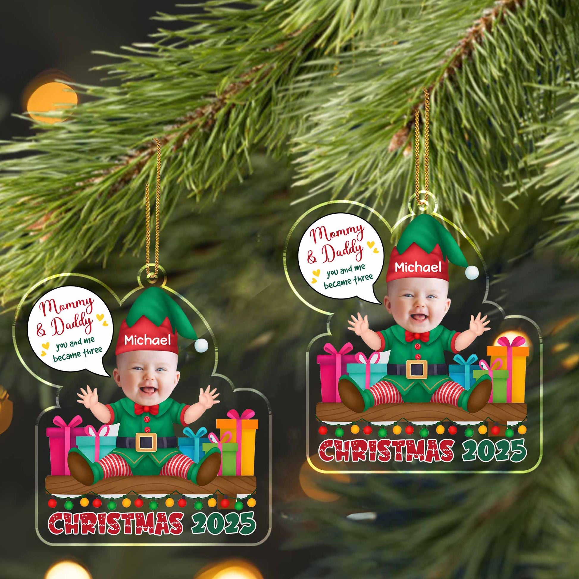 Mommy & Daddy, You And Me Became Three, Christmas Elf And Gifts