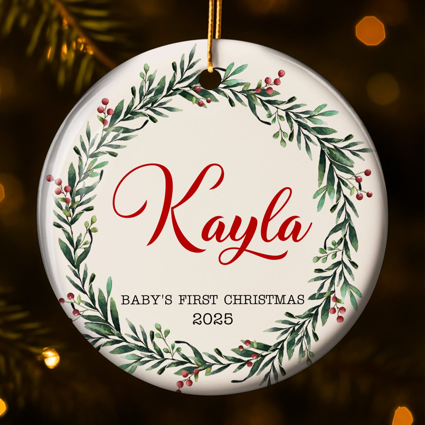 Baby's First Christmas Wreath And Berries